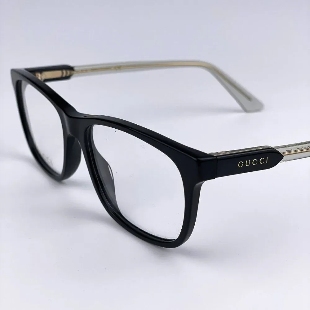 NEW GUCCI GG0490O 005 Black Transparent Square Men Eyeglasses